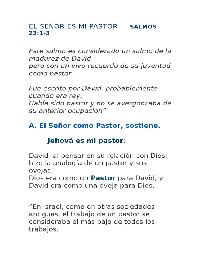 El Señor Es Mi Pastor Pdf David 