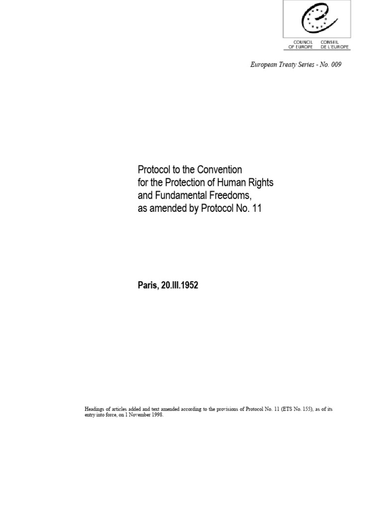 Human Rights Protocol - ETS No. 009 | PDF | European Convention On ...