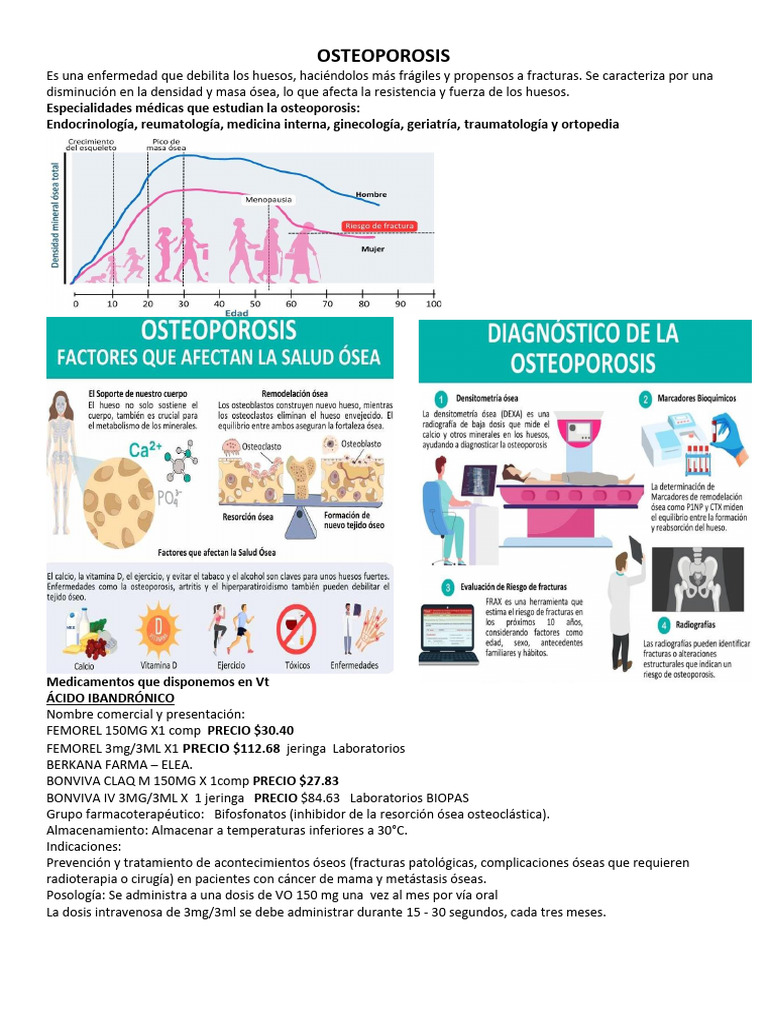 Medicamentos para Osteoporosis y Tratamientos | PDF | Osteoporosis | Hueso