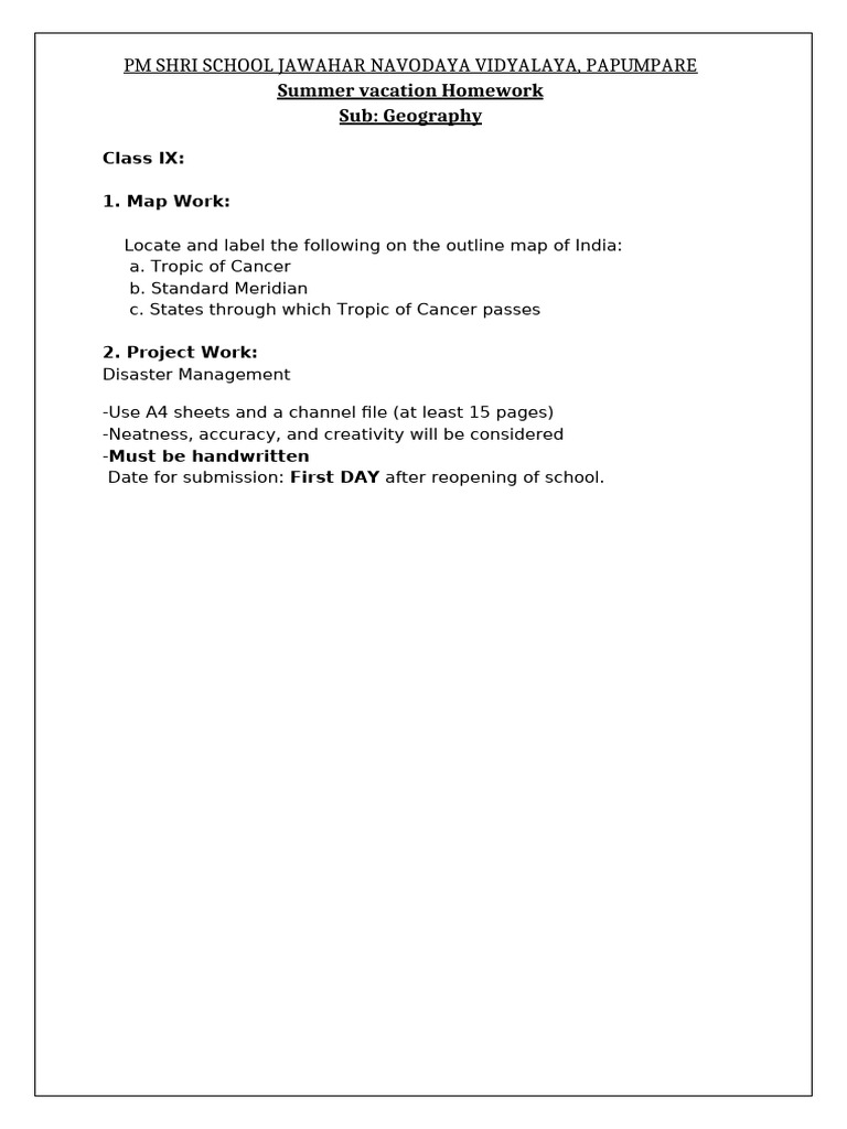 Class IX Geography Homework Guide | PDF