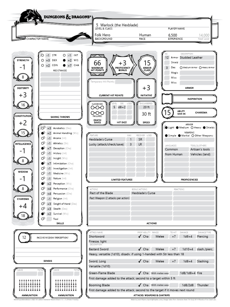 Asta Character Sheet Overview | PDF