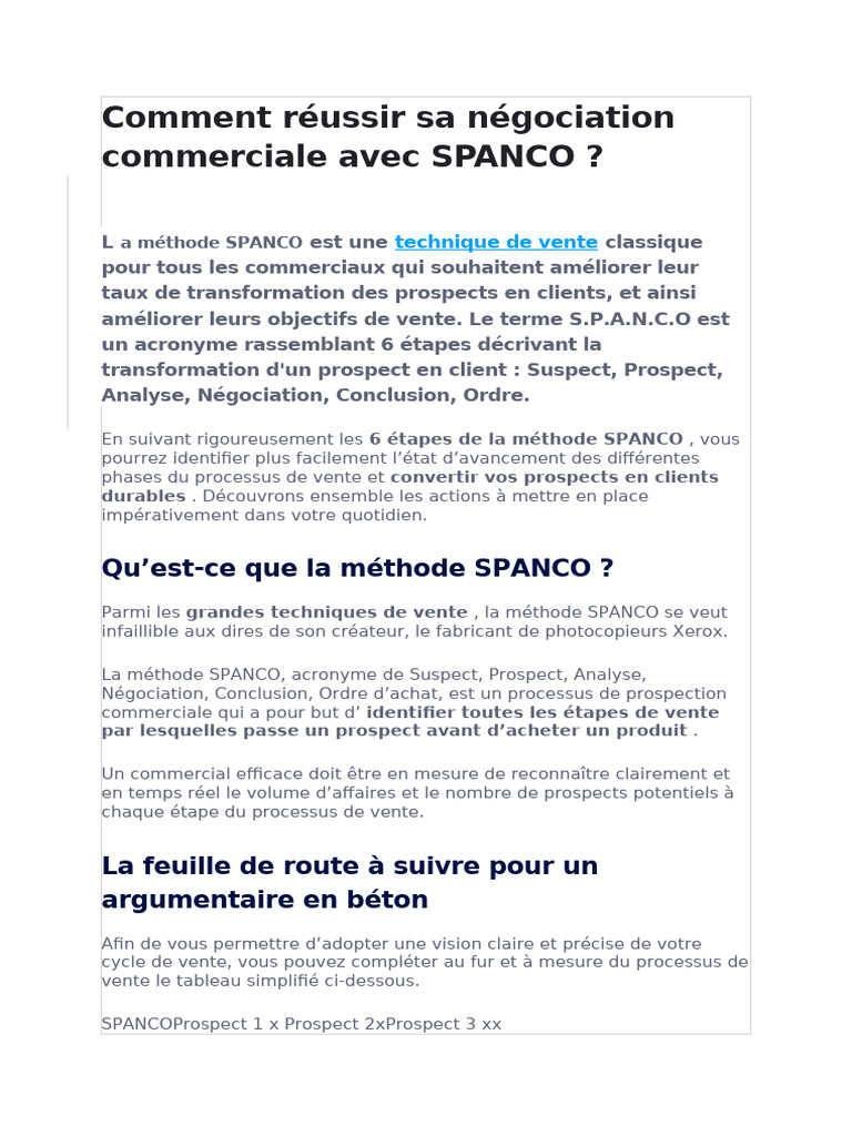 Réussir avec la méthode SPANCO | PDF