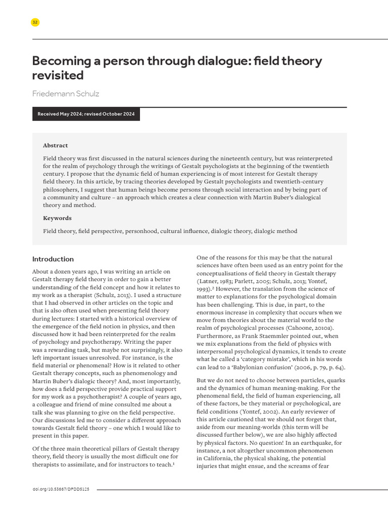 Becoming A Person Through Dialogue Field | PDF | Psychotherapy ...