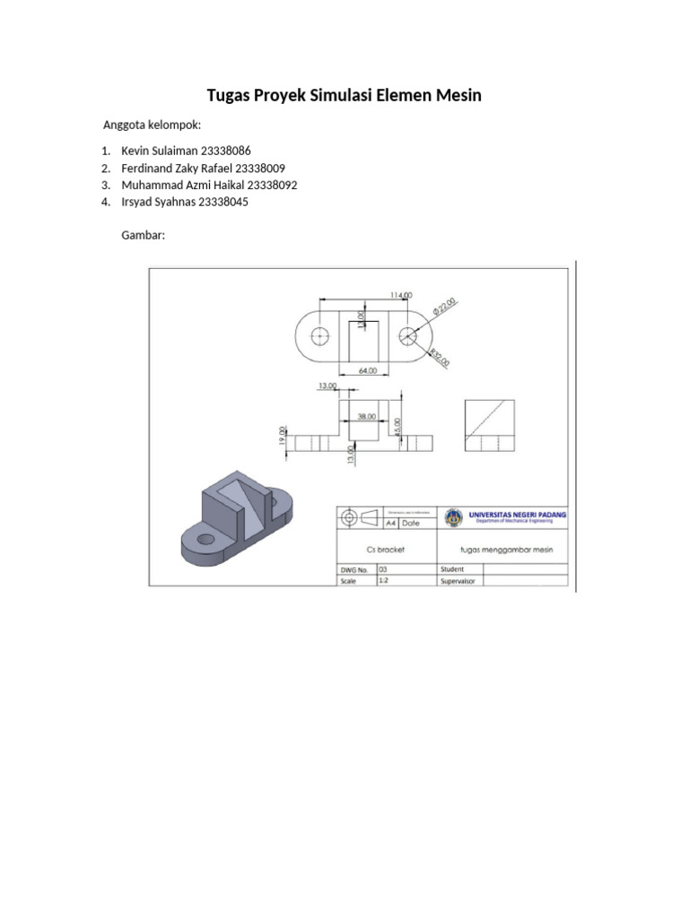 Tugas Proyek Simulasi Elemen Mesin Pdf
