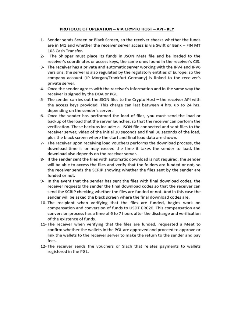 Protocol of Operation - Via Crypto Host - Api - Key | PDF | Network  Protocols | Network Architecture