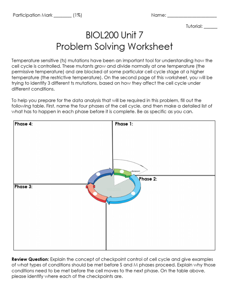 Tutorial+10+-+Worksheet UBC BIOL200 | PDF | Cell Cycle | Biological ...