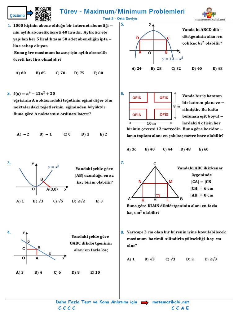 Maximum Minimum Problemleri Test 2 O | PDF