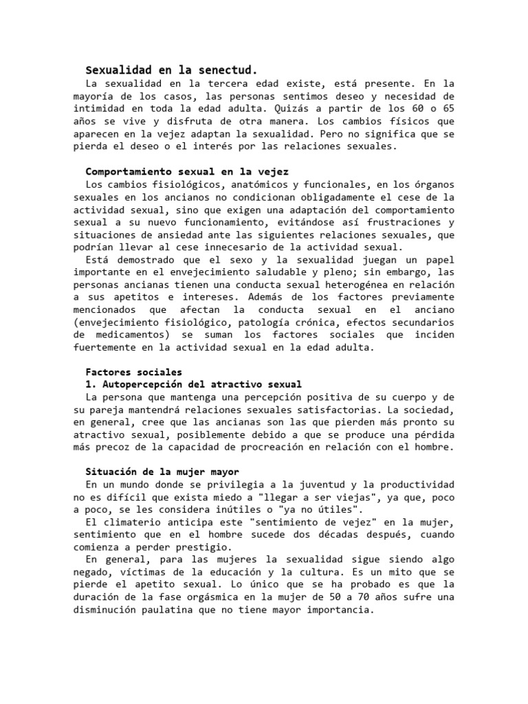 Sexualidad en la tercera edad | PDF | Vejez | La sexualidad humana