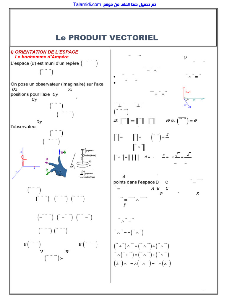Cours sur le produit vectoriel et exercices | PDF | Base (algèbre ...