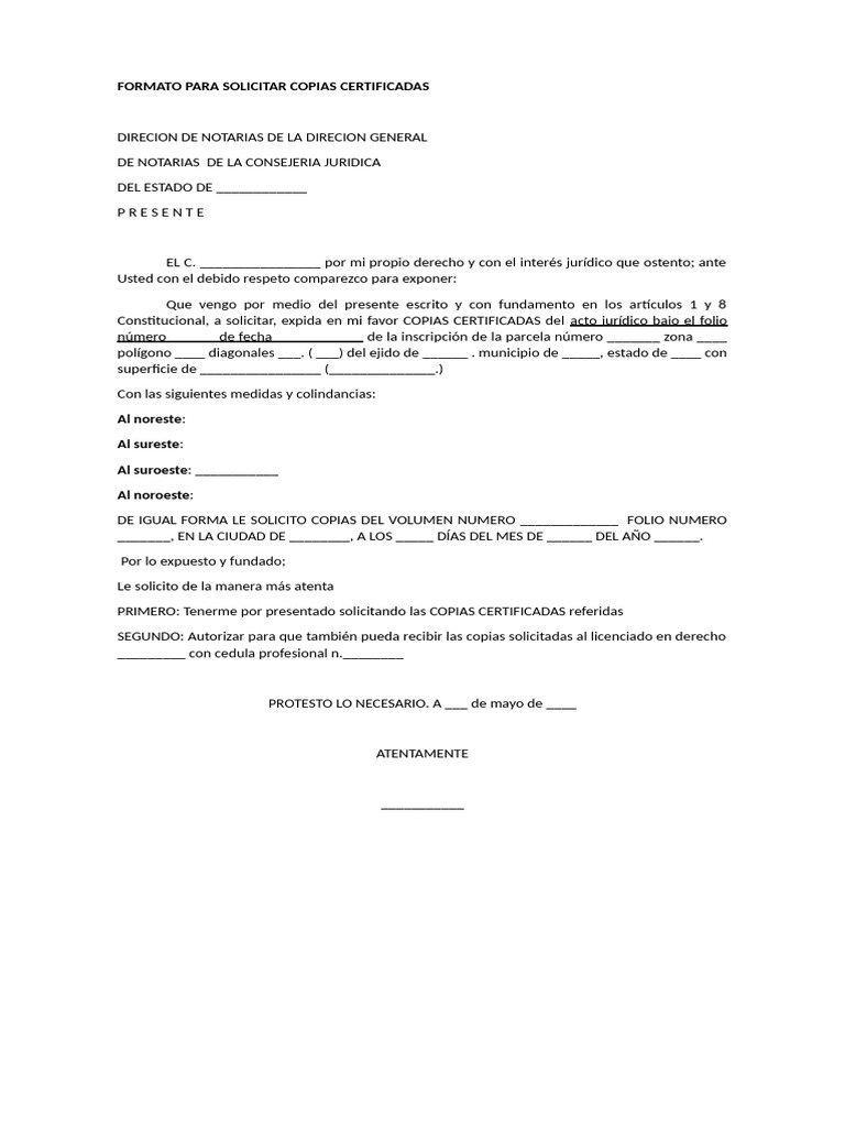 Solicitud de Copias Certificadas | PDF