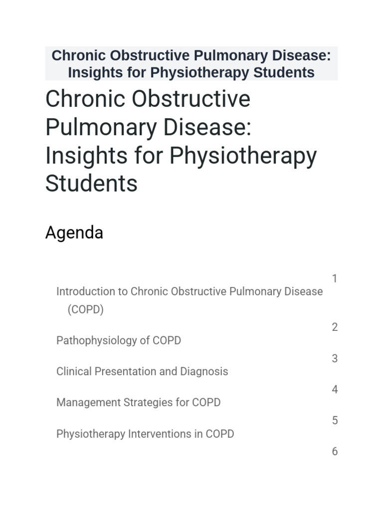Physiotherapy Insights for COPD Management | PDF | Chronic Obstructive ...