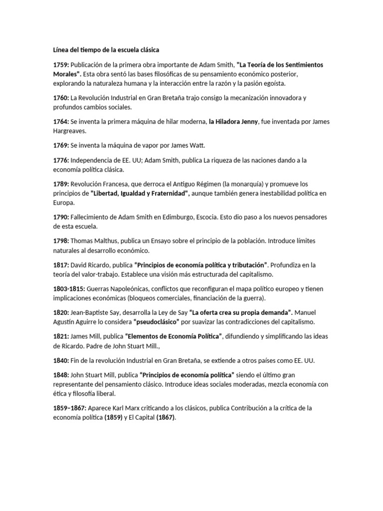 Línea del tiempo de la escuela clásica | PDF