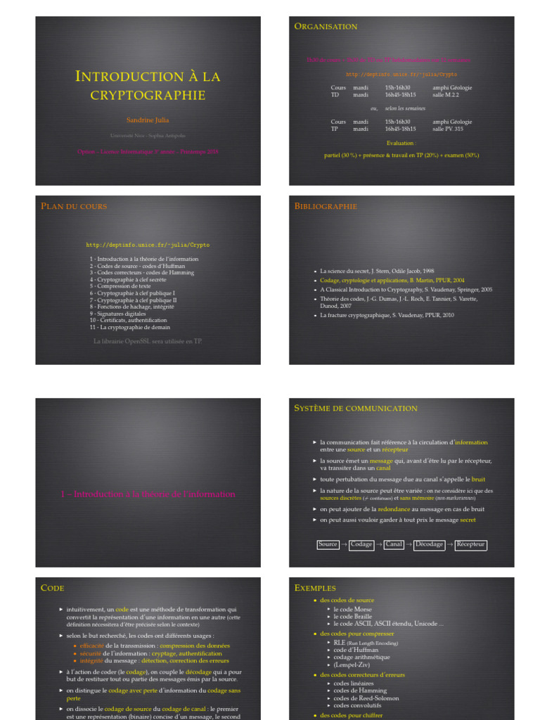Introduction à la cryptographie et codes | PDF | Compression de données ...