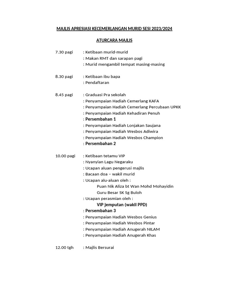 Aturcara Apresiasi 2023 | PDF