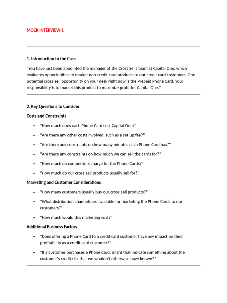 Mock Interview | PDF | Subscription Business Model | Profit (Economics)