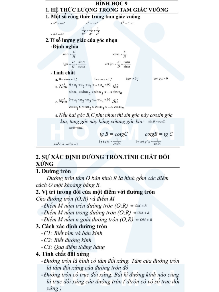 Tong Hop Hinh Hoc Toan 9 1 | PDF