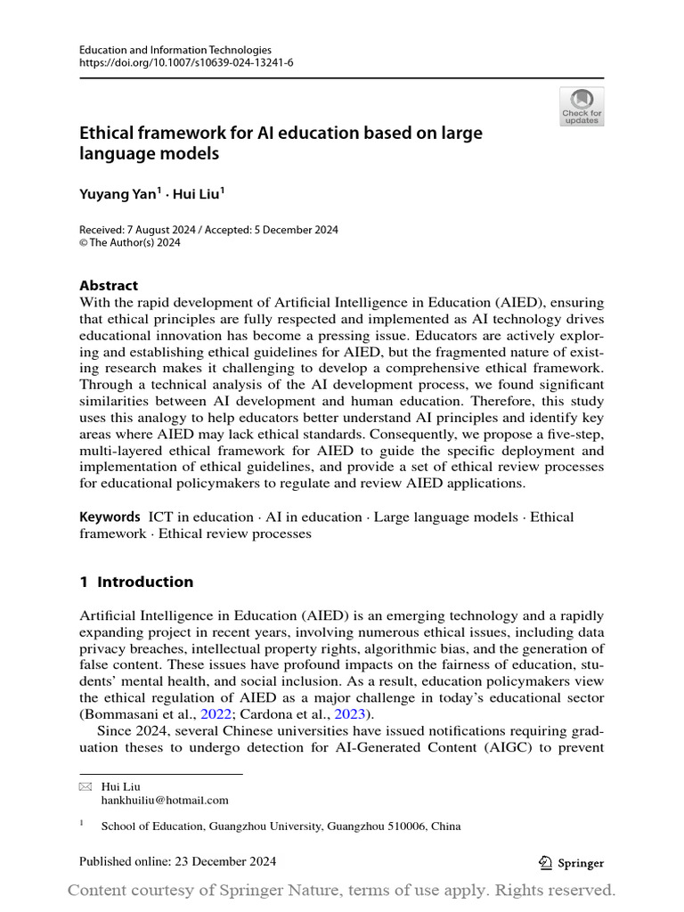 Ethical Framework for AI in Education | PDF | Artificial Intelligence ...
