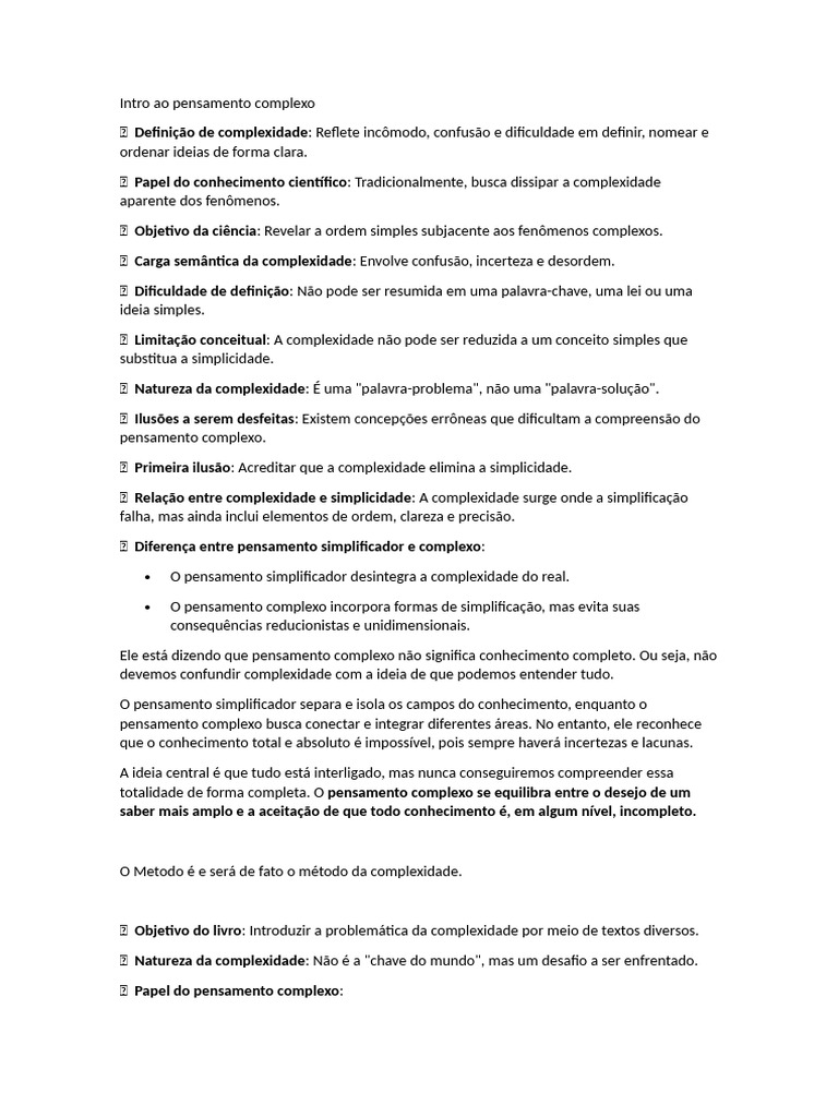 Introdução ao Pensamento Complexo | PDF | Pensamento | Complexidade
