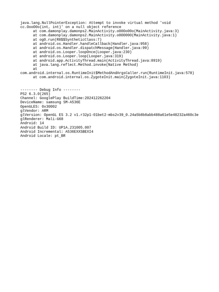 NullPointerException in Android App | PDF