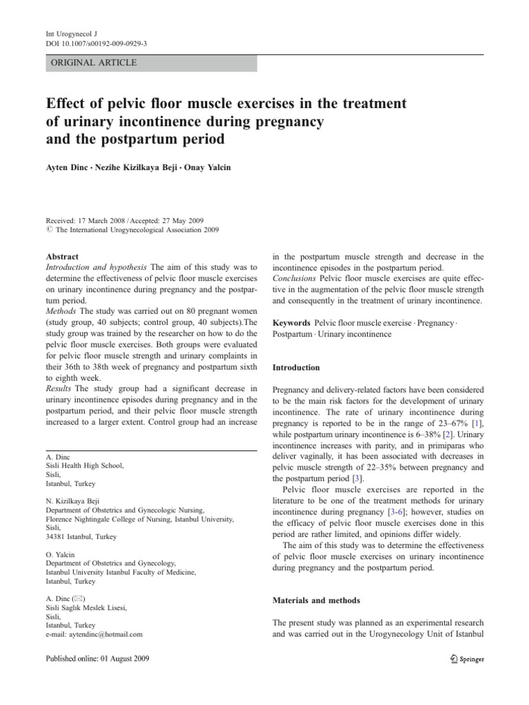 Pelvic Floor Exercises for Urinary Incontinence | PDF | Urinary ...