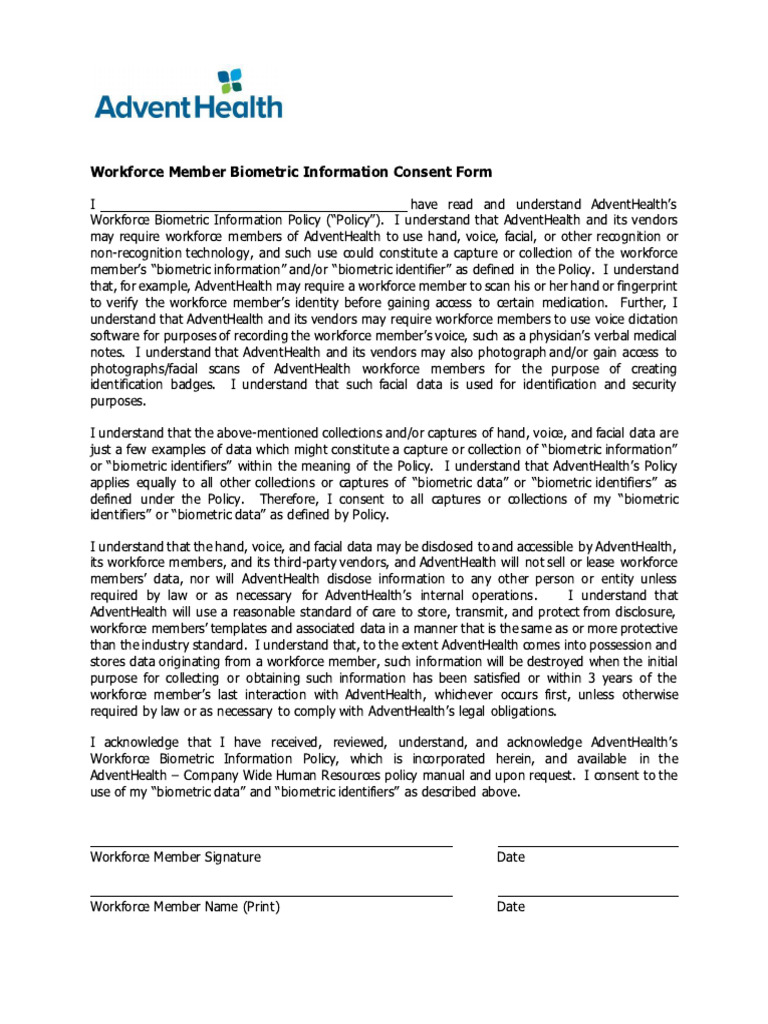 CWHR-300 Workforce Member Biometric Consent Form | PDF