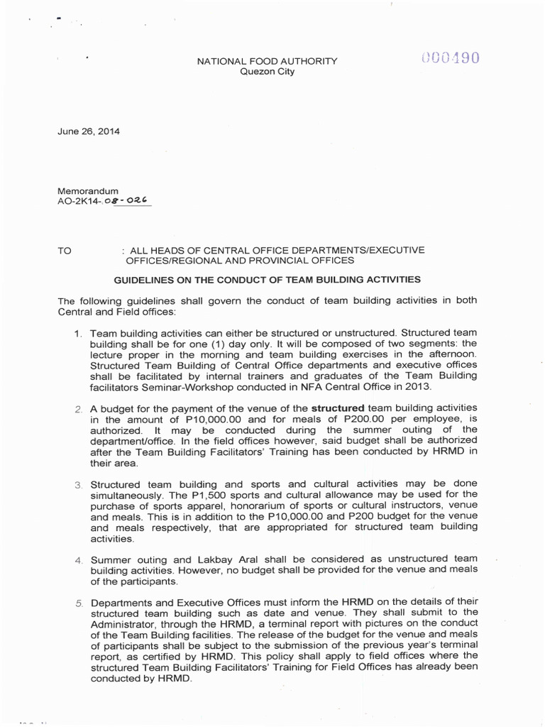 Memorandum Ao-2k14!08!026 DTD 06-26-14 Guidelines On The Conduct of ...