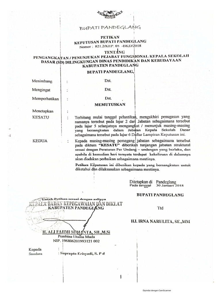 SK Mutasi Pak Prapto | PDF