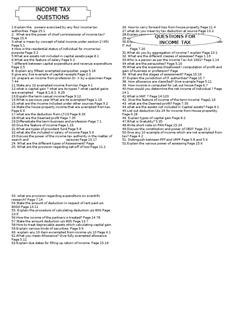 Tax Questions Tax Tax Deduction