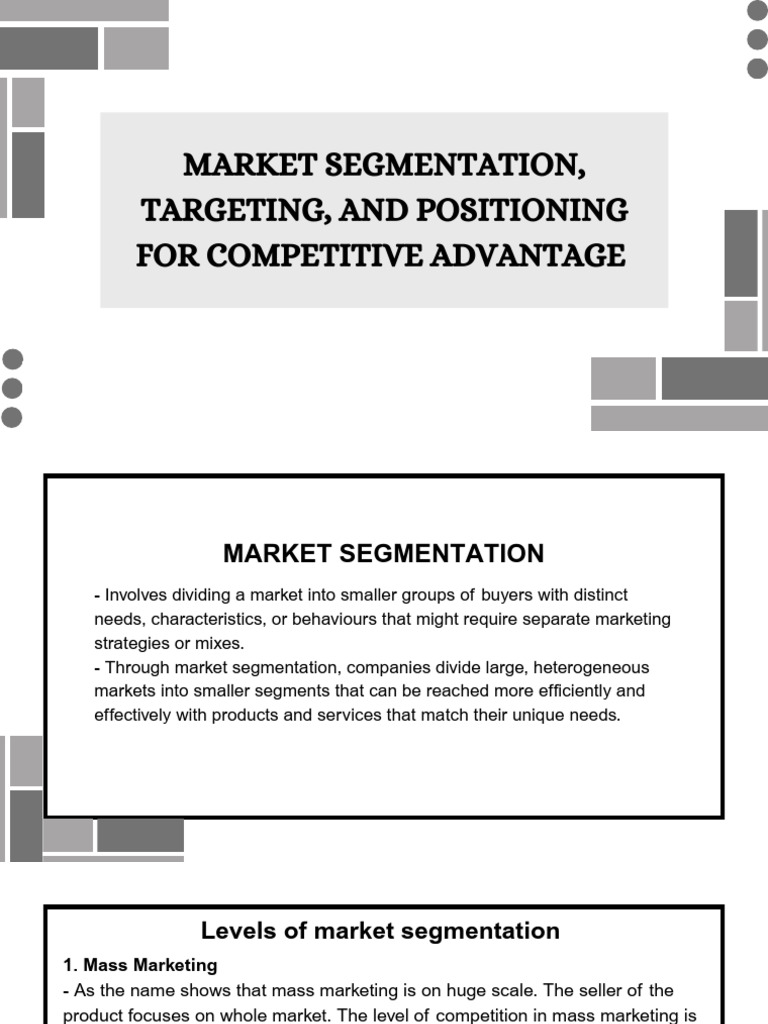 Market Segmentation and Targeting Strategies | PDF | Marketing | Market ...