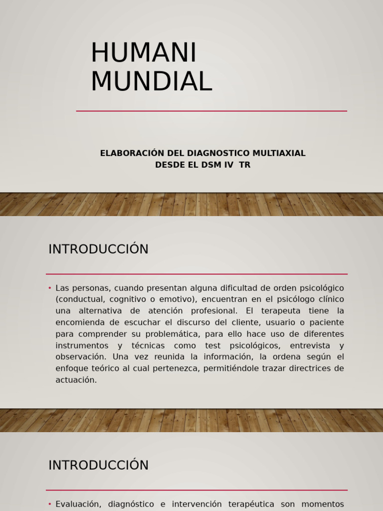 Diagnóstico Multiaxial en DSM IV TR | PDF | Manual Diagnóstico y ...