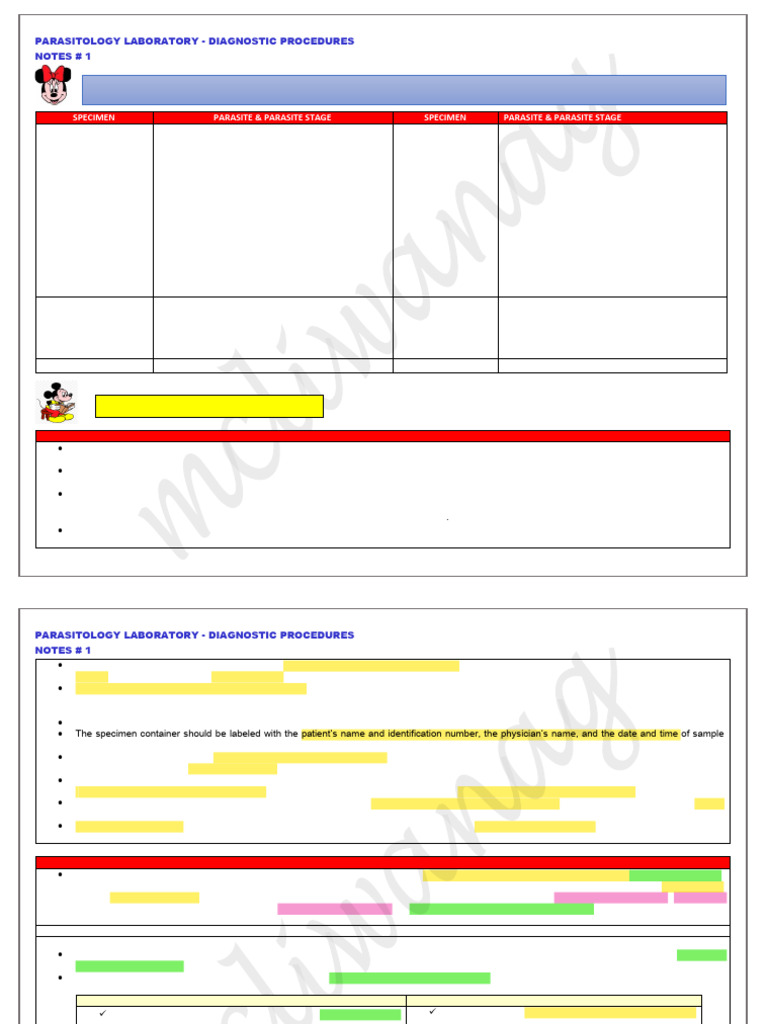 Parasitology Lab Diagnostic Procedures | PDF | Staining | Parasitism