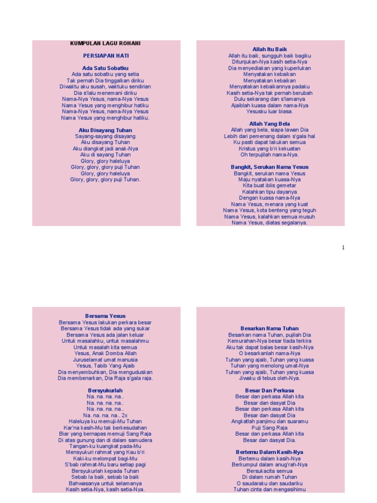Kumpulan Lirik Lagu Rohani Pdf