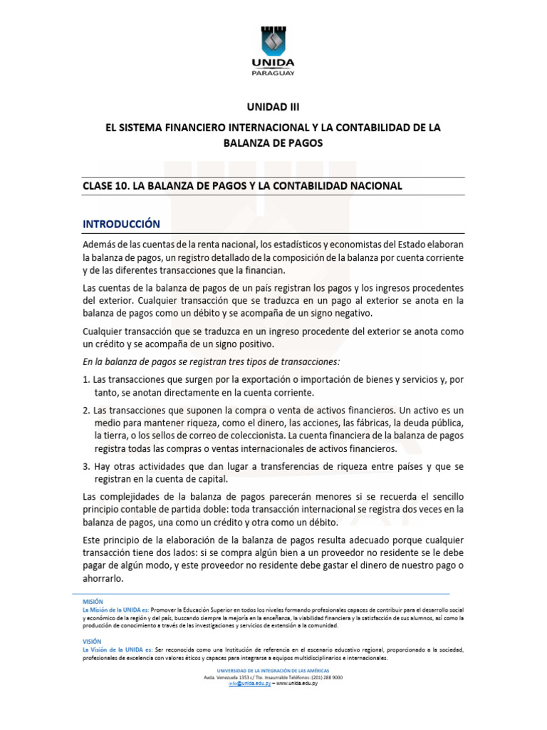 Clase 10. La Balanza de Pagos y La Contabilidad Nacional | PDF ...