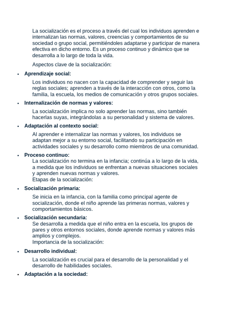 Importancia de la Socialización en la Vida | PDF | Socialización ...