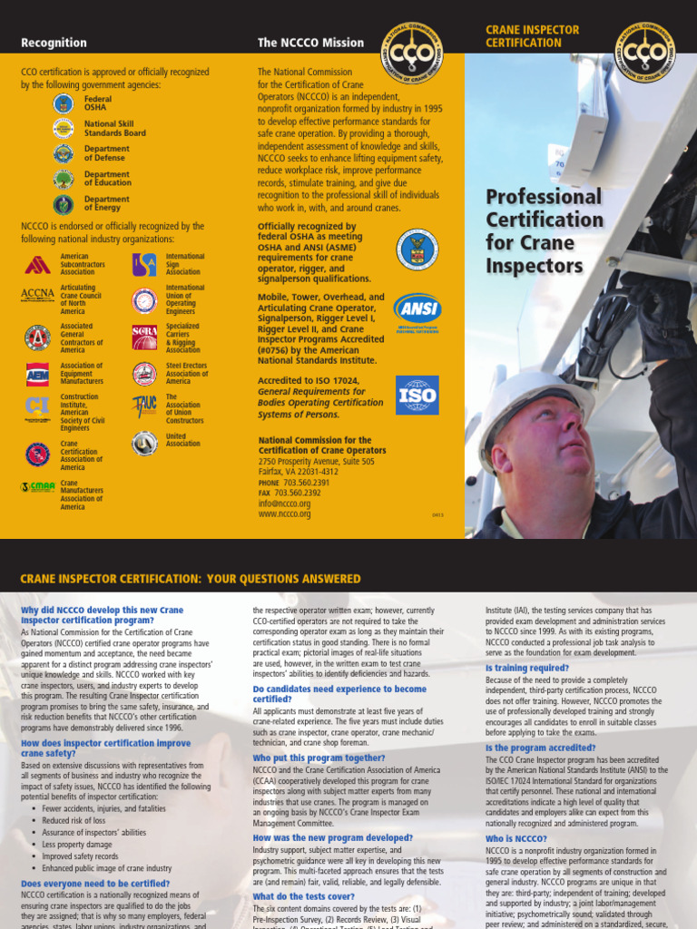 Professional Certification For Crane Inspectors: Recognition The NCCCO ...