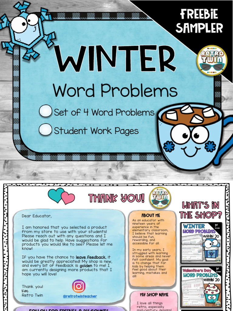 Winter Word Problems for First Grade | PDF