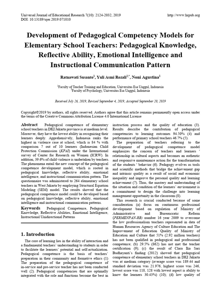 Pedagogical Competency Models for Teachers | PDF | Learning | Pedagogy