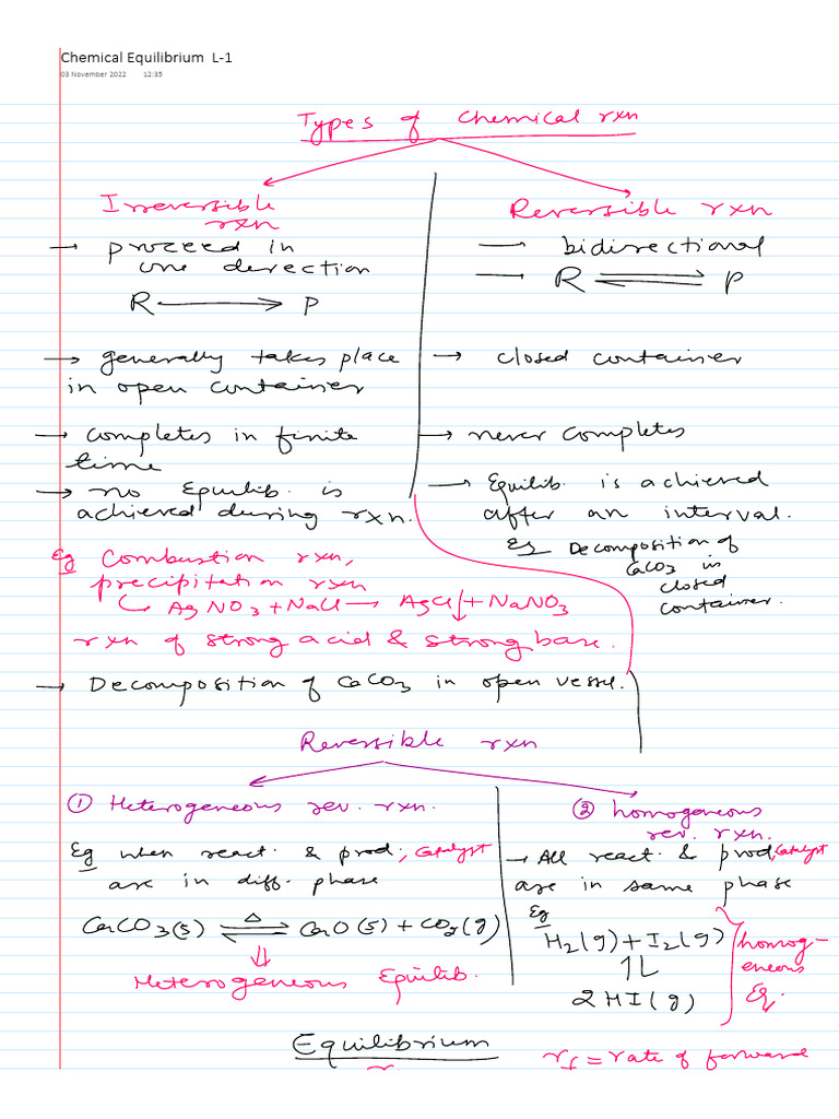 Equilibrium CH Notes Neet | PDF