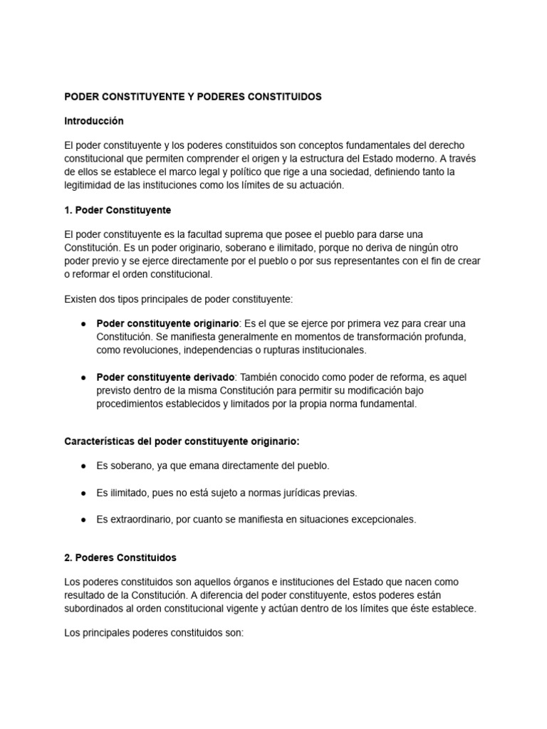 Poder Constituyente y Poderes Constituid | PDF | Constitución | Estado ...