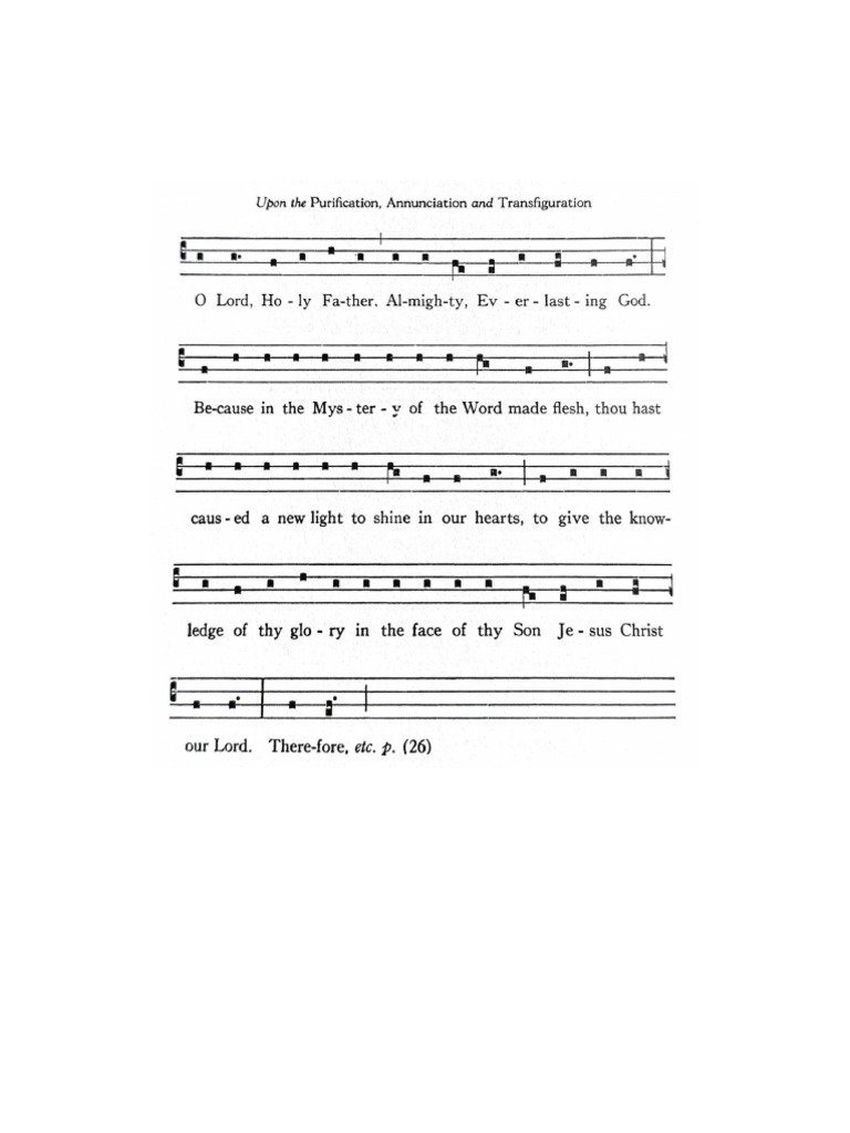 Presentation, Annunciation and Transfiguration Proper Preface Chant ...