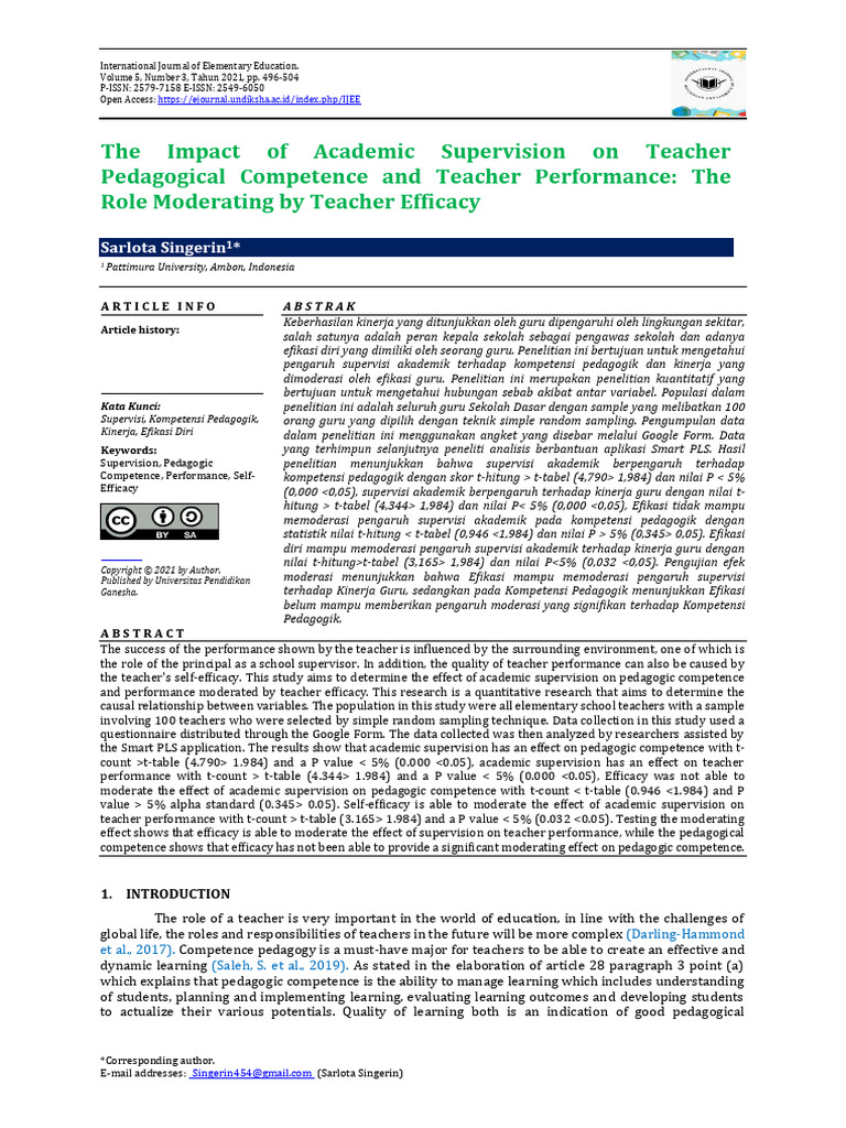 Academic Supervision on Teacher pedagogy | PDF | Coefficient Of ...