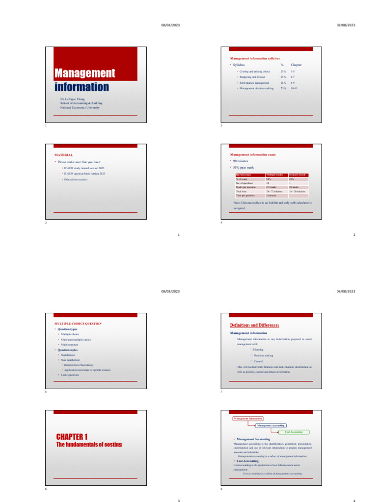Management Information Exam Guide 2023 | PDF | Expense | Accounting