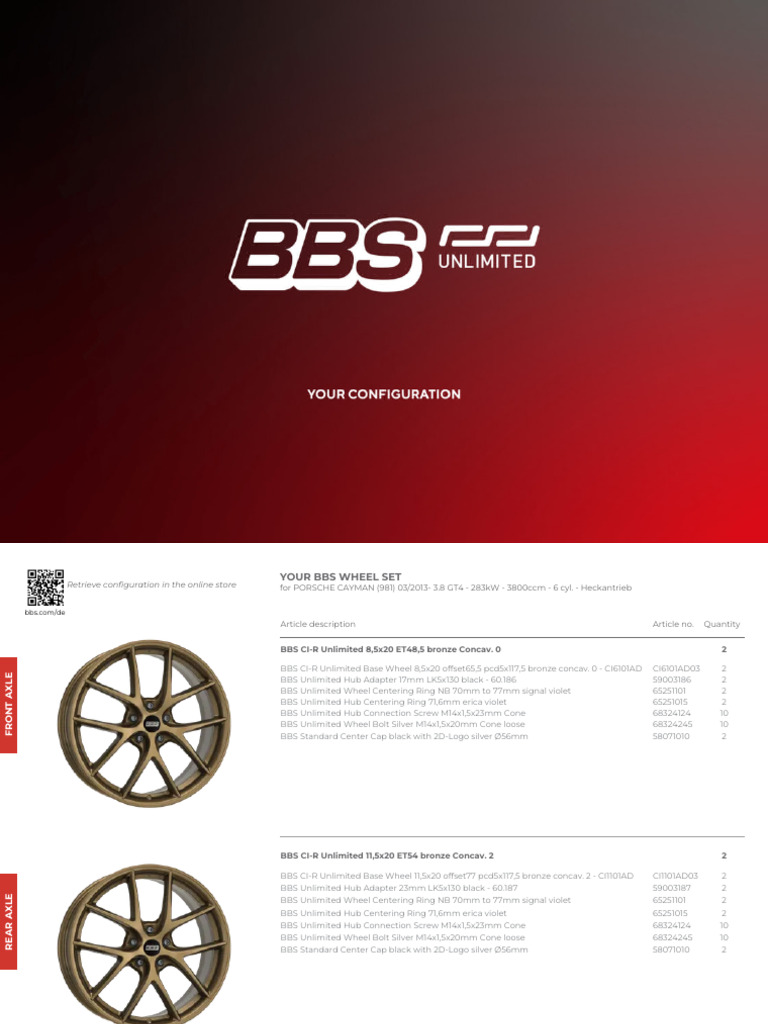 BBS CI - R Unlimited GT4 Copper Concave 8.5, 0 and 11.5, 2 | PDF ...