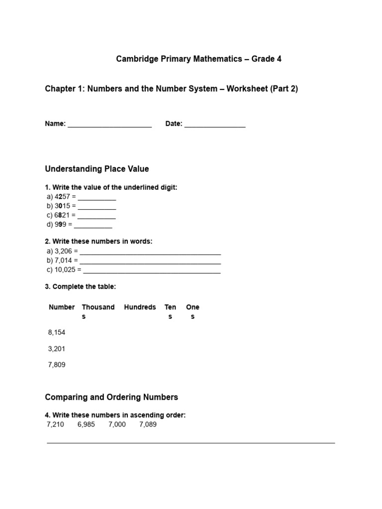 Grade 4 Maths: Numbers & Negative Values | PDF