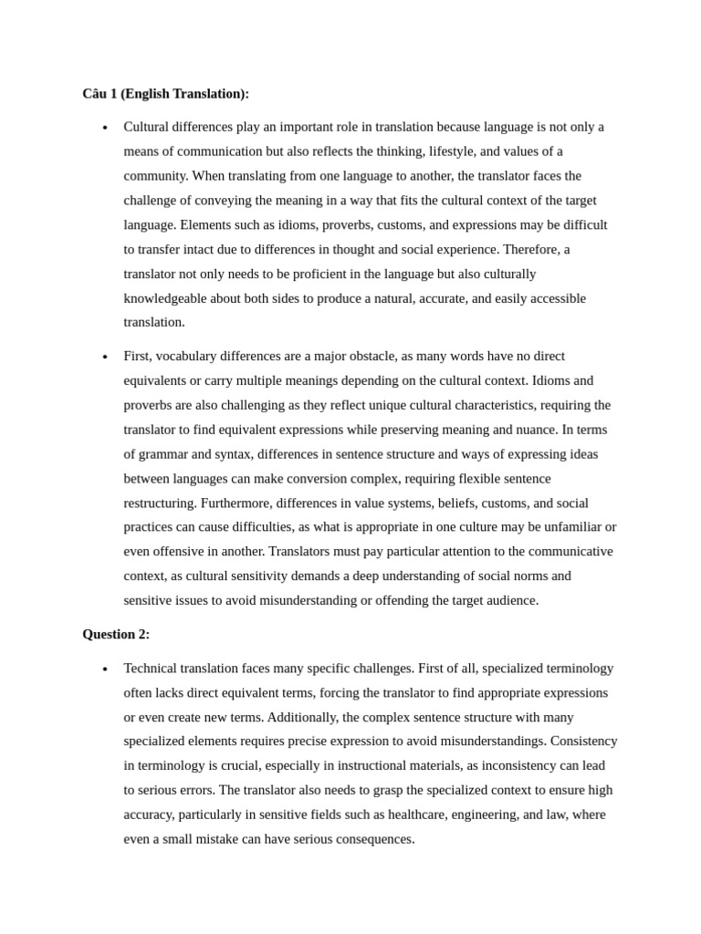 Cultural and Technical Translation Challenges | PDF | Translations ...