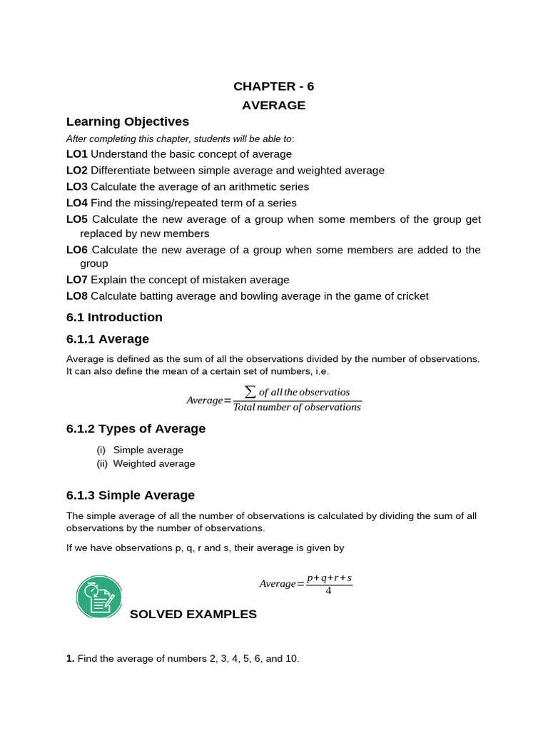 Understanding Averages in Mathematics | PDF | Average | Analysis