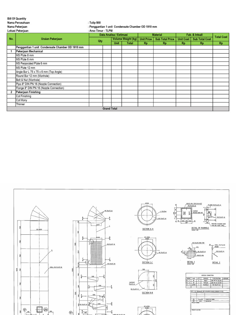 BoQ & Drawing Chamber Condensate | PDF