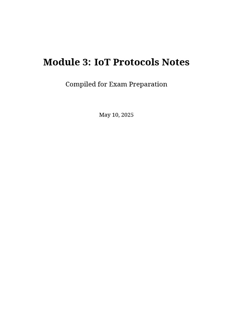 IoT Protocols Exam Prep Notes | PDF | Internet Of Things | Computer Network