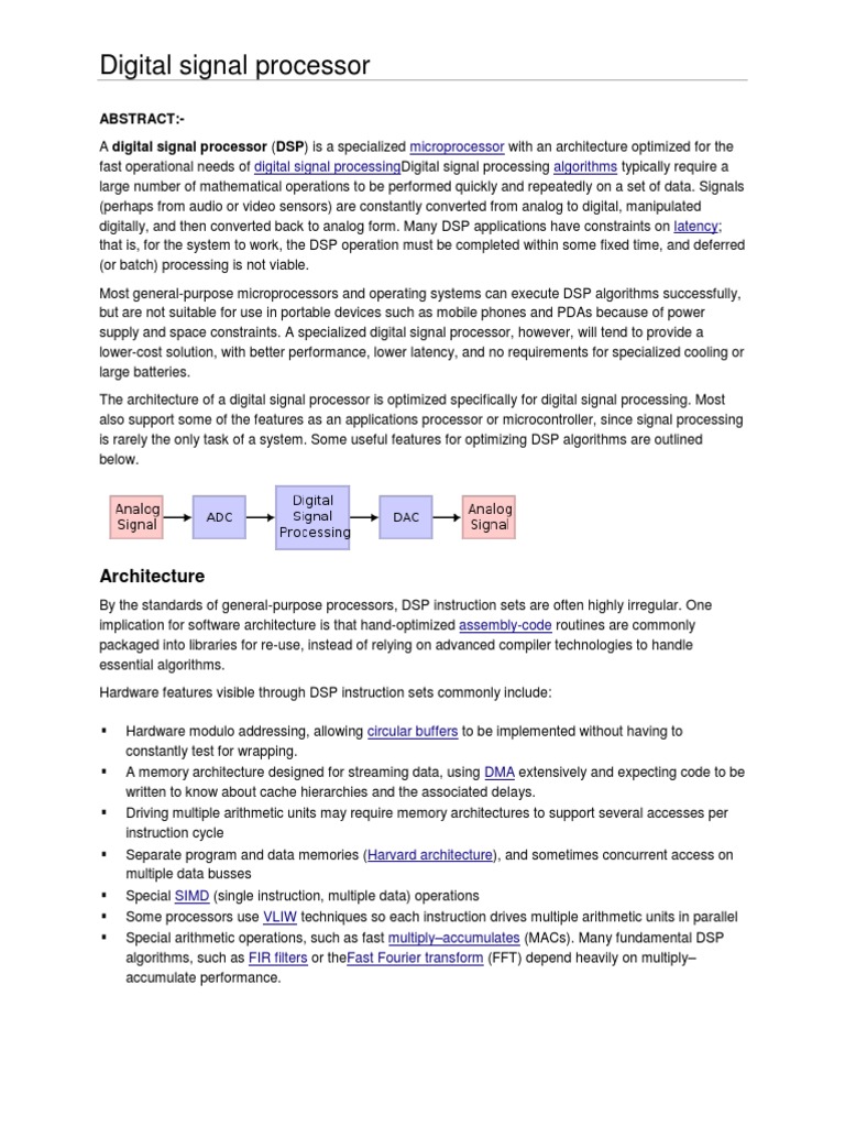 Digital Signal Processor: Architecture | PDF | Digital Signal Processor ...