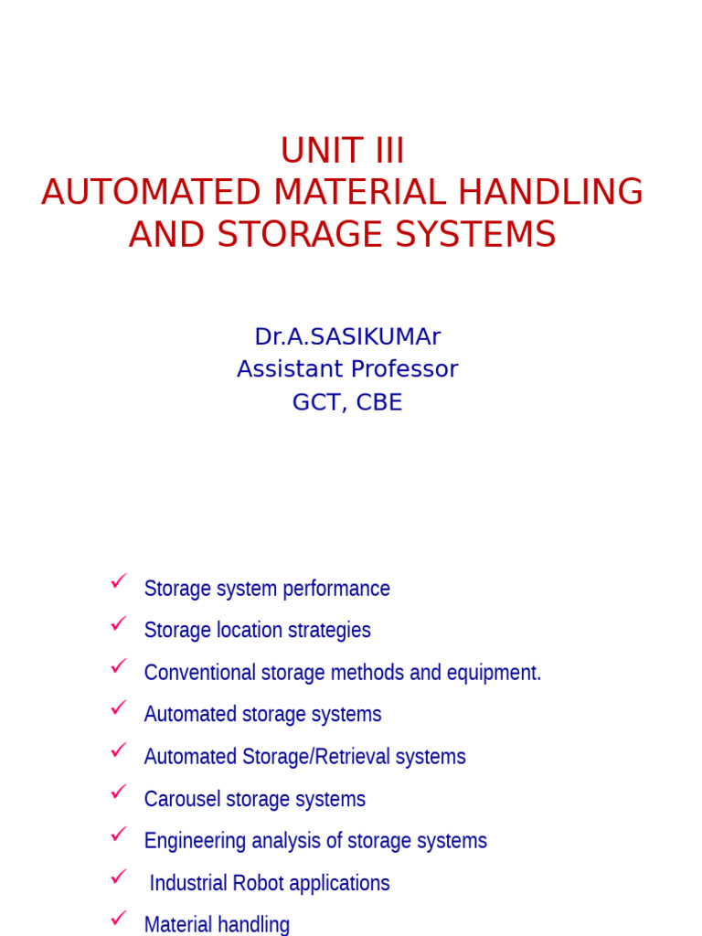 Automated Material Handling Systems Overview | PDF | Mechanical ...